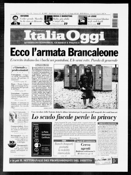 Italia oggi : quotidiano di economia finanza e politica